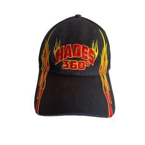 Hades 360 Black Flame Fire Wisconsin Dells Wooden Rollercoaster Hat Cap Adjustab